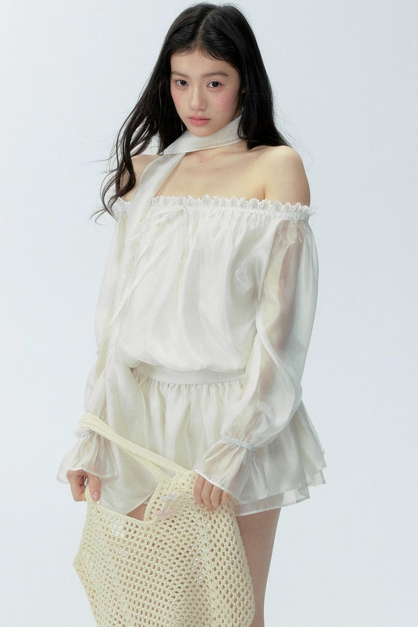 Gauze One-Shoulder Dress