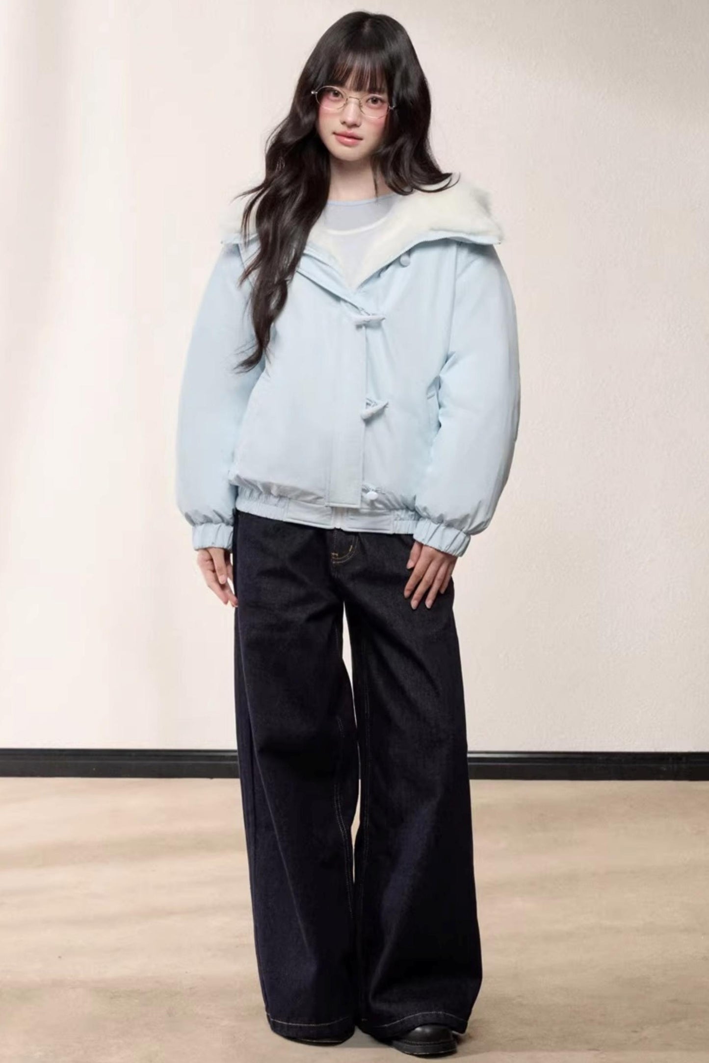 Fur Collar Hooded Cotton Coat