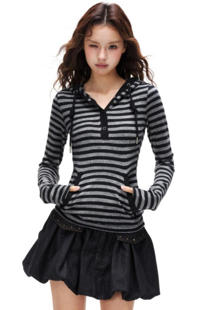 Spicy Striped Hooded Sweater
