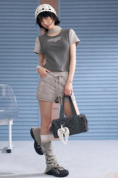 Detachable Polka Dot Peplum Shorts