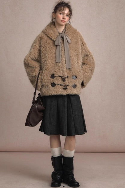 Winter Fluffy Lambswool Hooded Jacket
