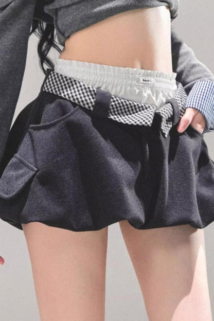 Plaid Floral A-Line Skirt