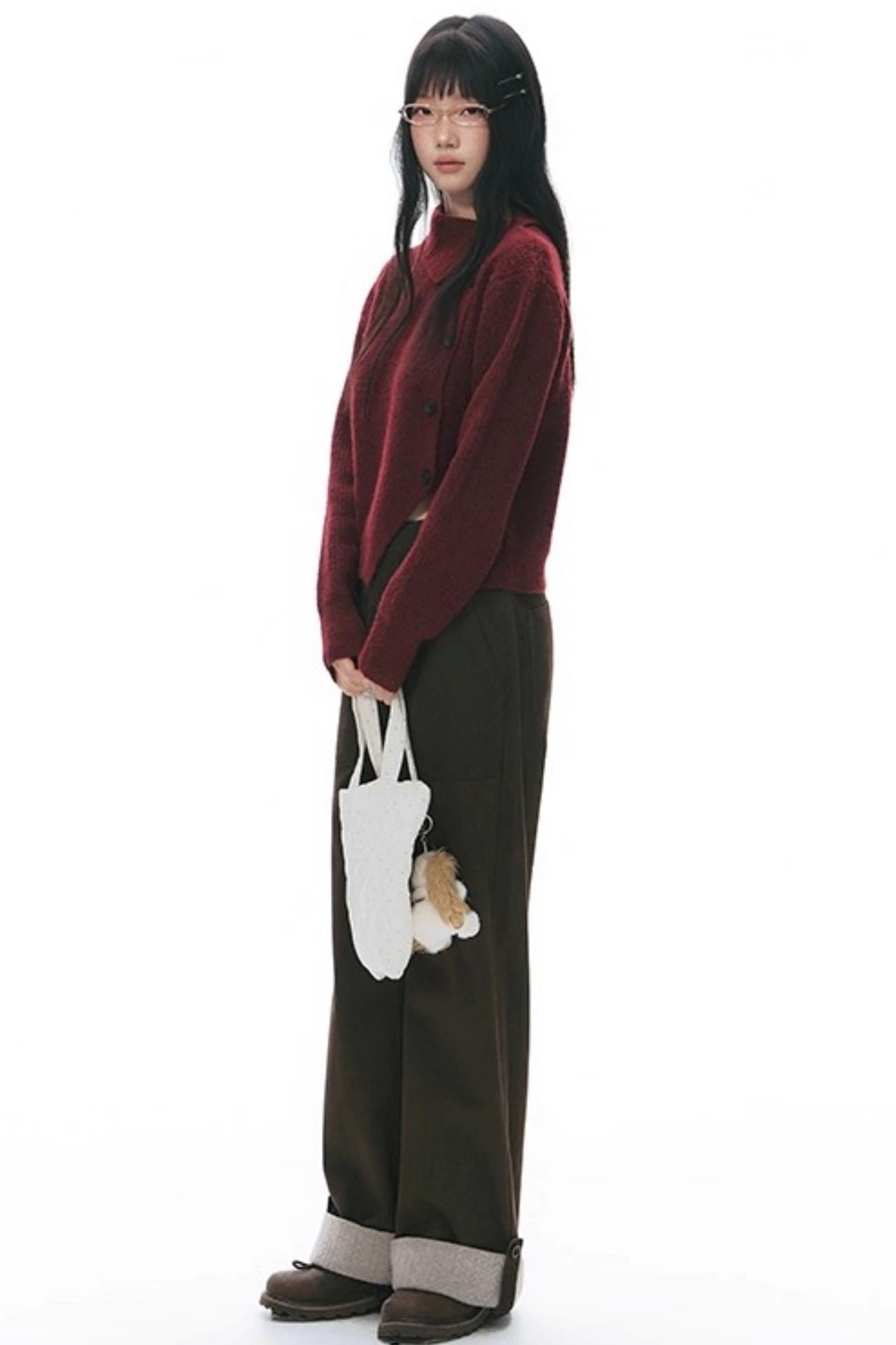 Knit Button Hem Pants