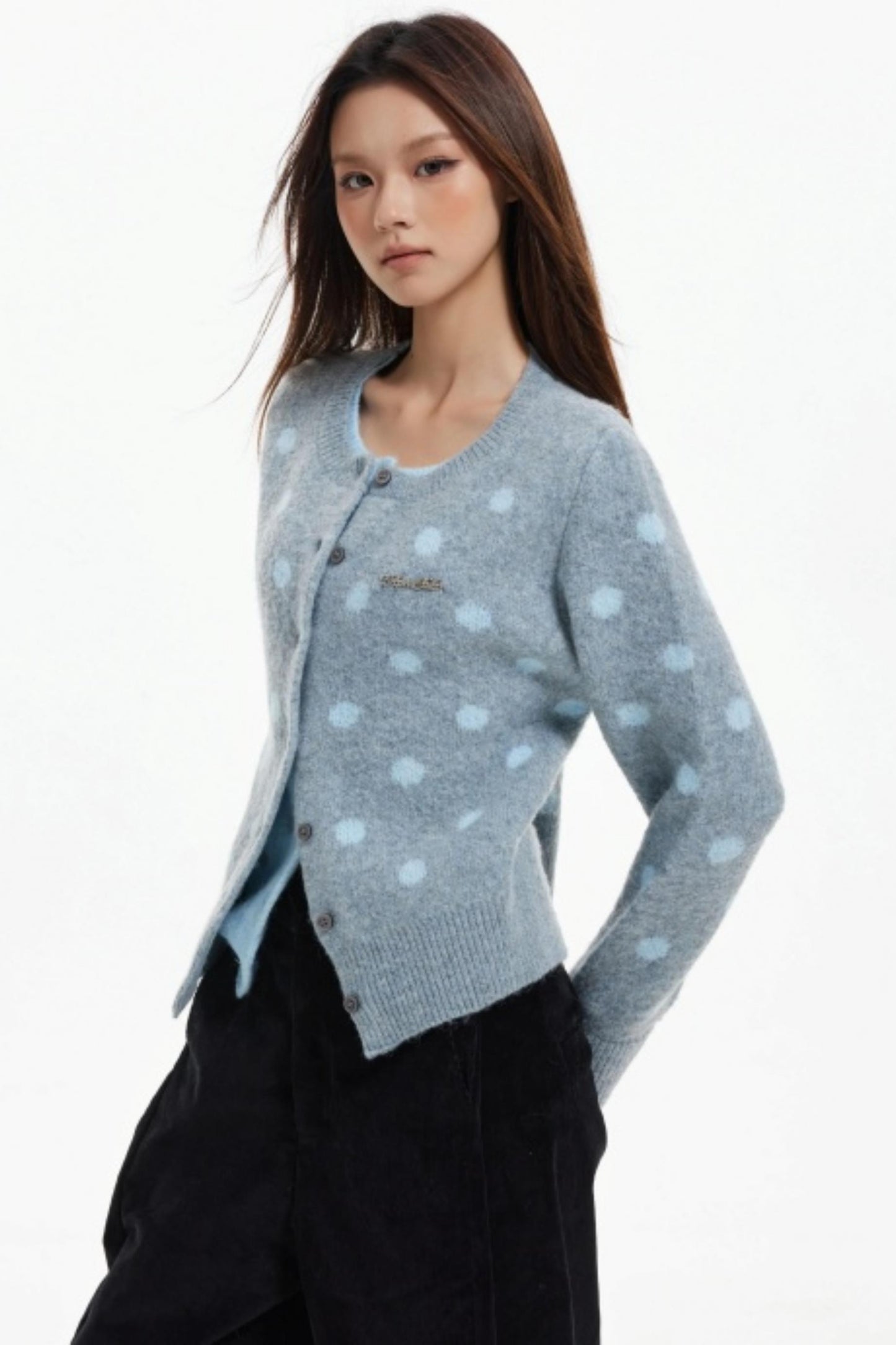 Fake Two-Piece Contrasting Knitted Cardigan