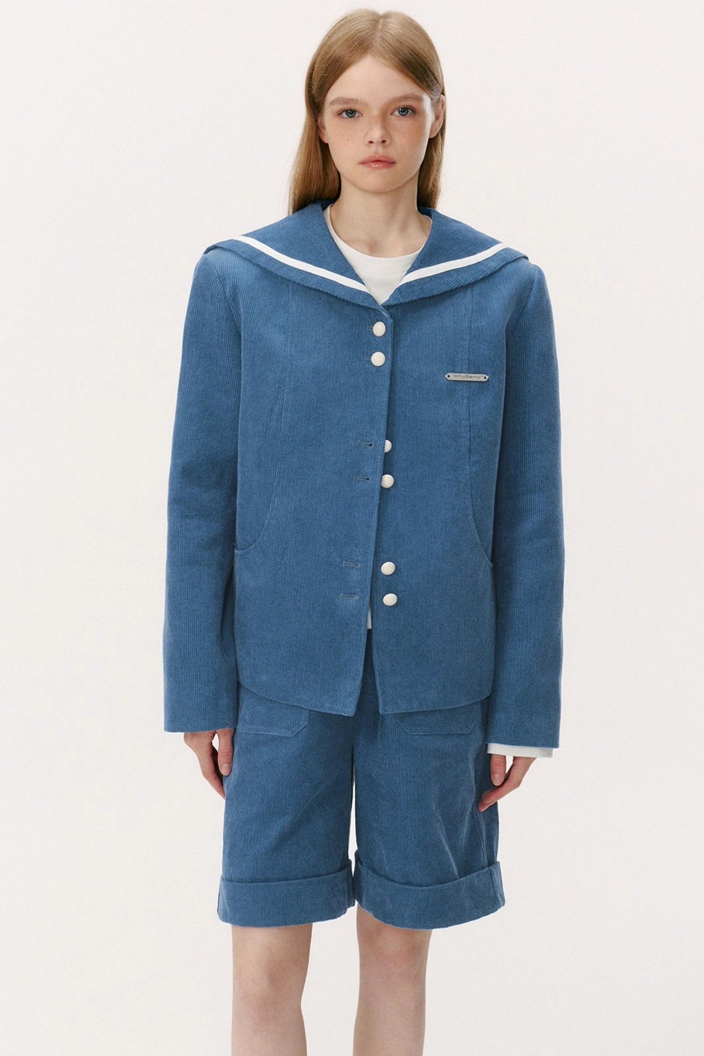 Navy Collar Corduroy Jacket