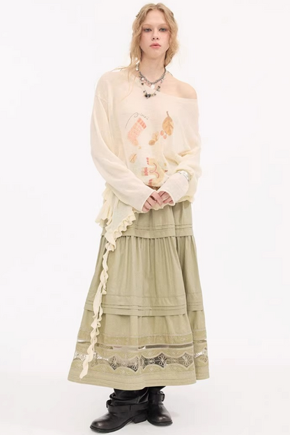 Ruffled Edge College Sweater