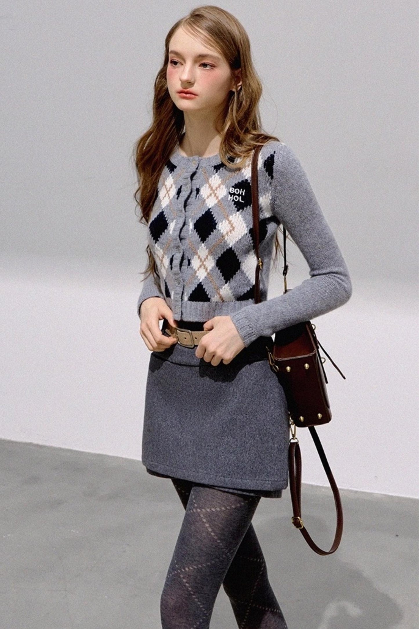 Collegiate Style Diamond Plaid Sweater