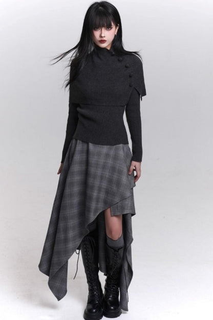 Stunning Gray Plaid Skirt