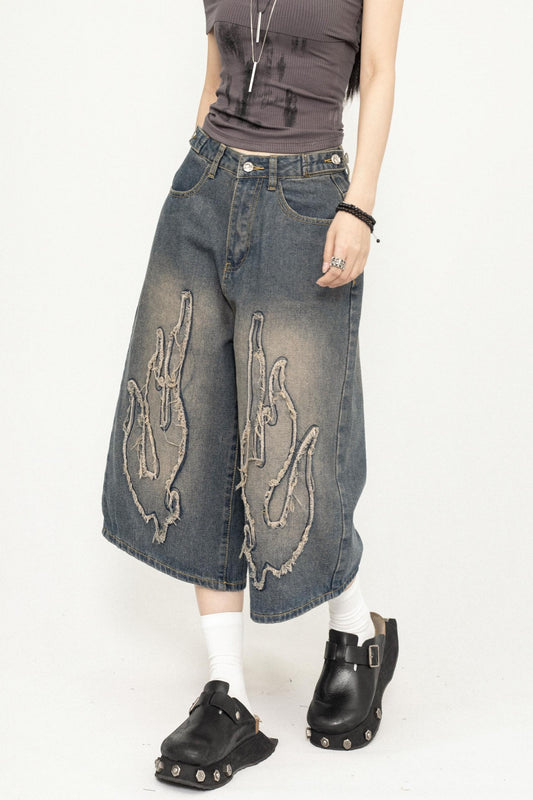 Denim Wide-Leg Trousers