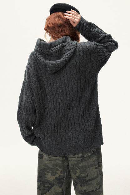 Lazy Cable Hooded Top