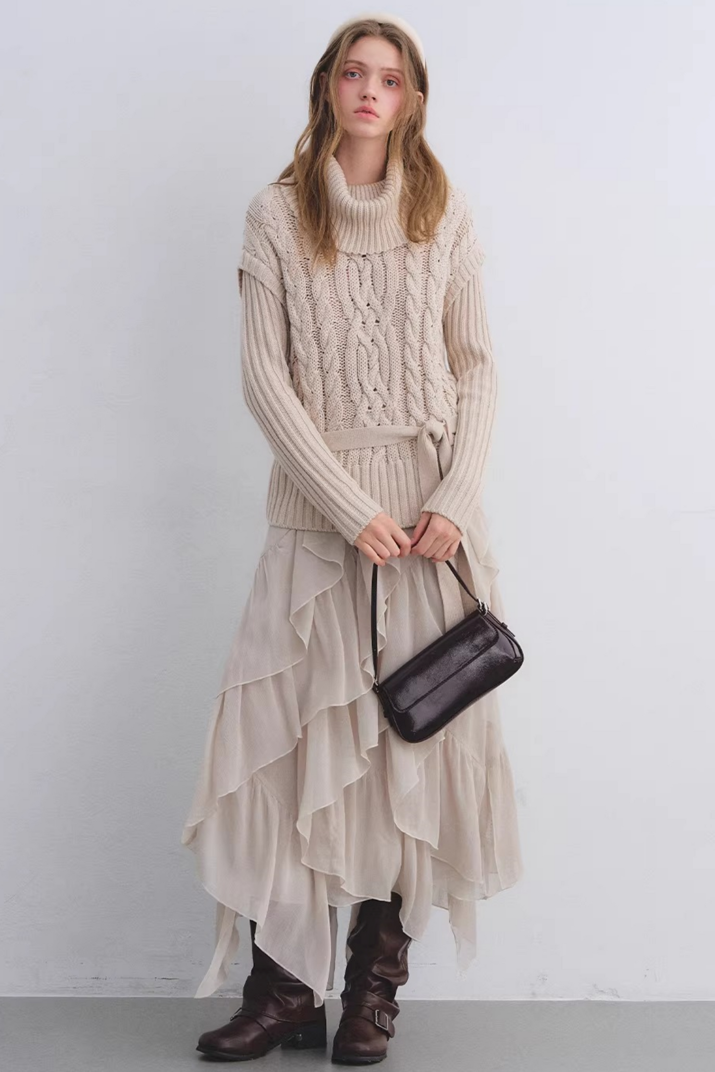 Wool Blend Cable Knit Sweater