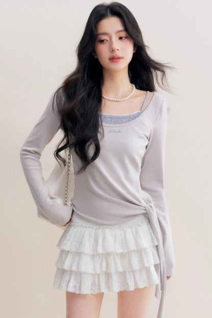 Lace Trim Patchwork Top