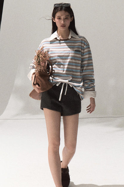 Contrasting Striped Cotton Top