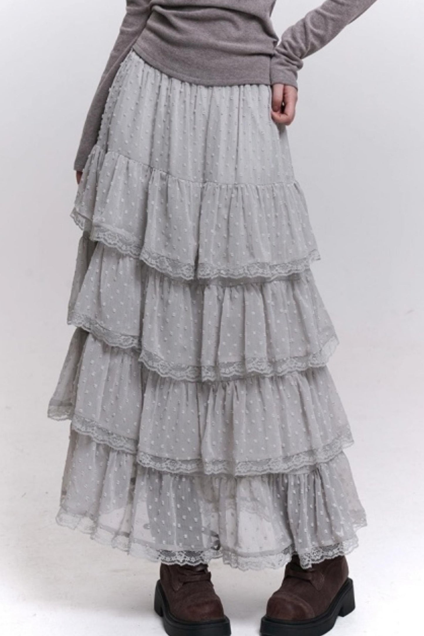 A-Line Chiffon Mesh Skirt