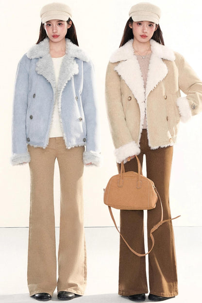 Washed Denim Flared Pants