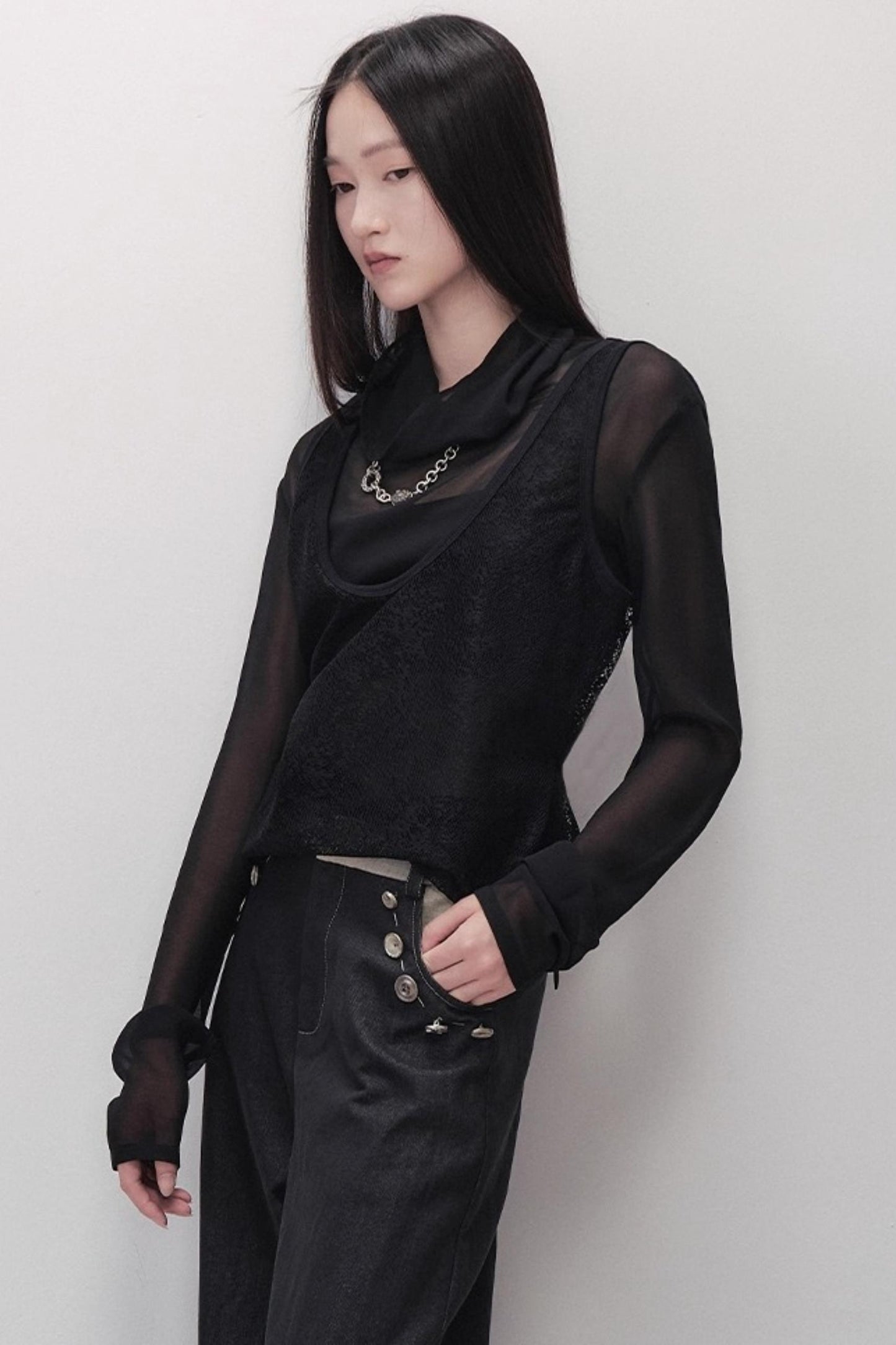 Sparse Shadow Lace Top