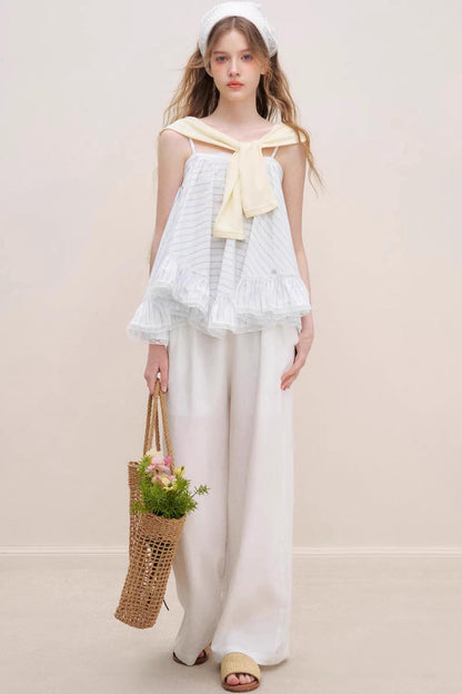 Lace-Trimmed Striped Cami