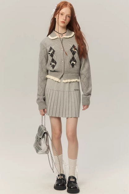 Retro Diamond Knit Cardigan