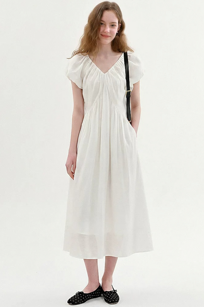 Lyocell Puff Sleeve Dress