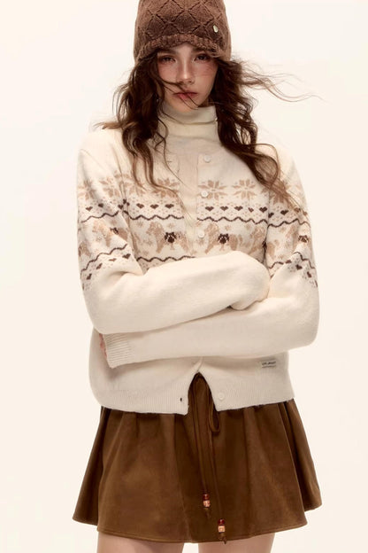 Jacquard Knit Cardigan Set