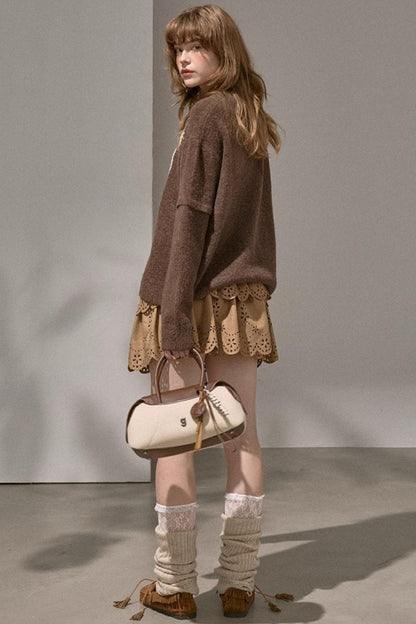 Cute Kitten Crew Neck Knit Sweater