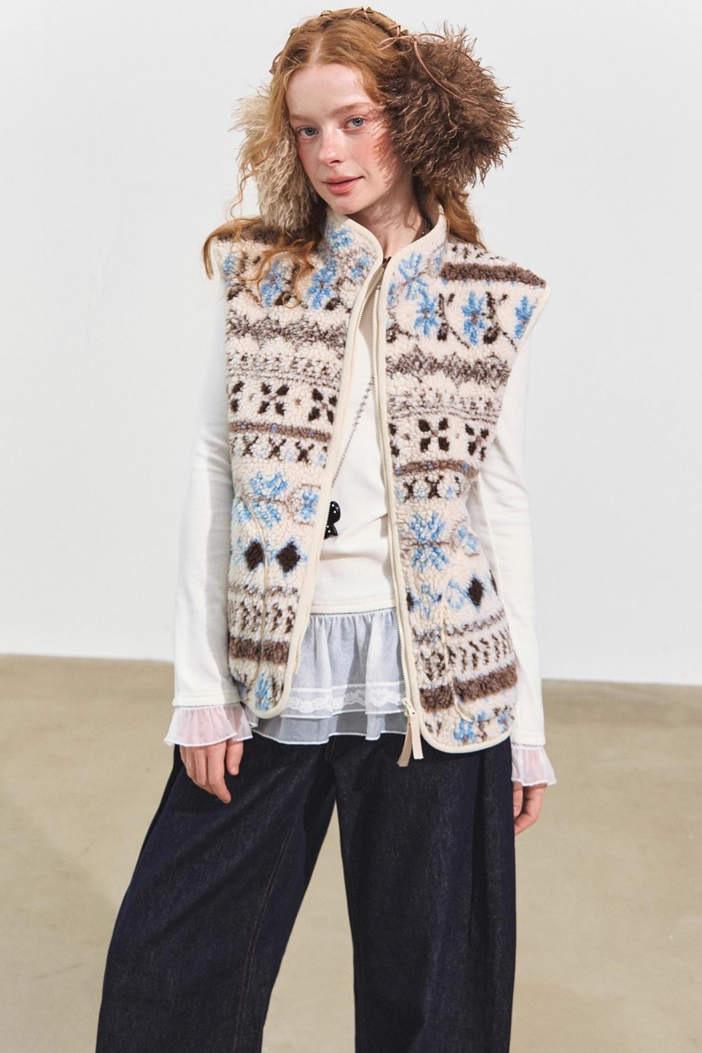 Fair Isle Jacquard Fleece Vest
