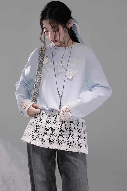 Transparent Patchwork Embroidery T-Shirt