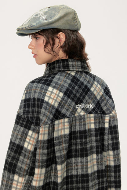 Chic Retro Plaid Collar Shirt
