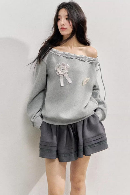Gray Shoulder Sweatshirt