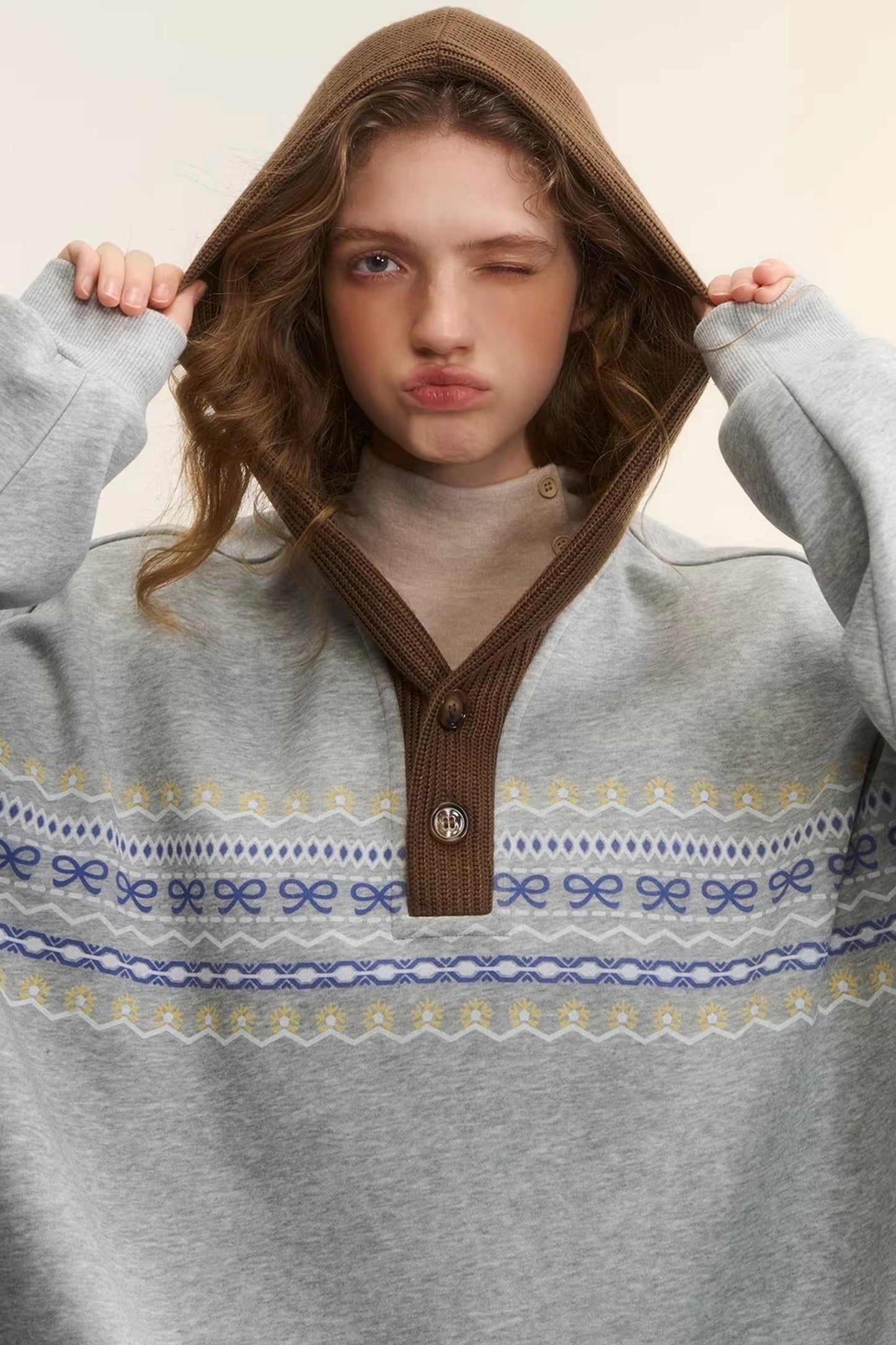 Fair Isle Hooded Top