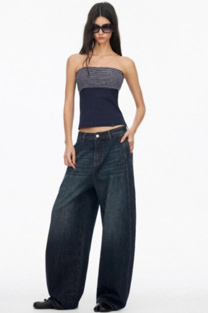 Distressed Cat Whiskers Straight Jeans