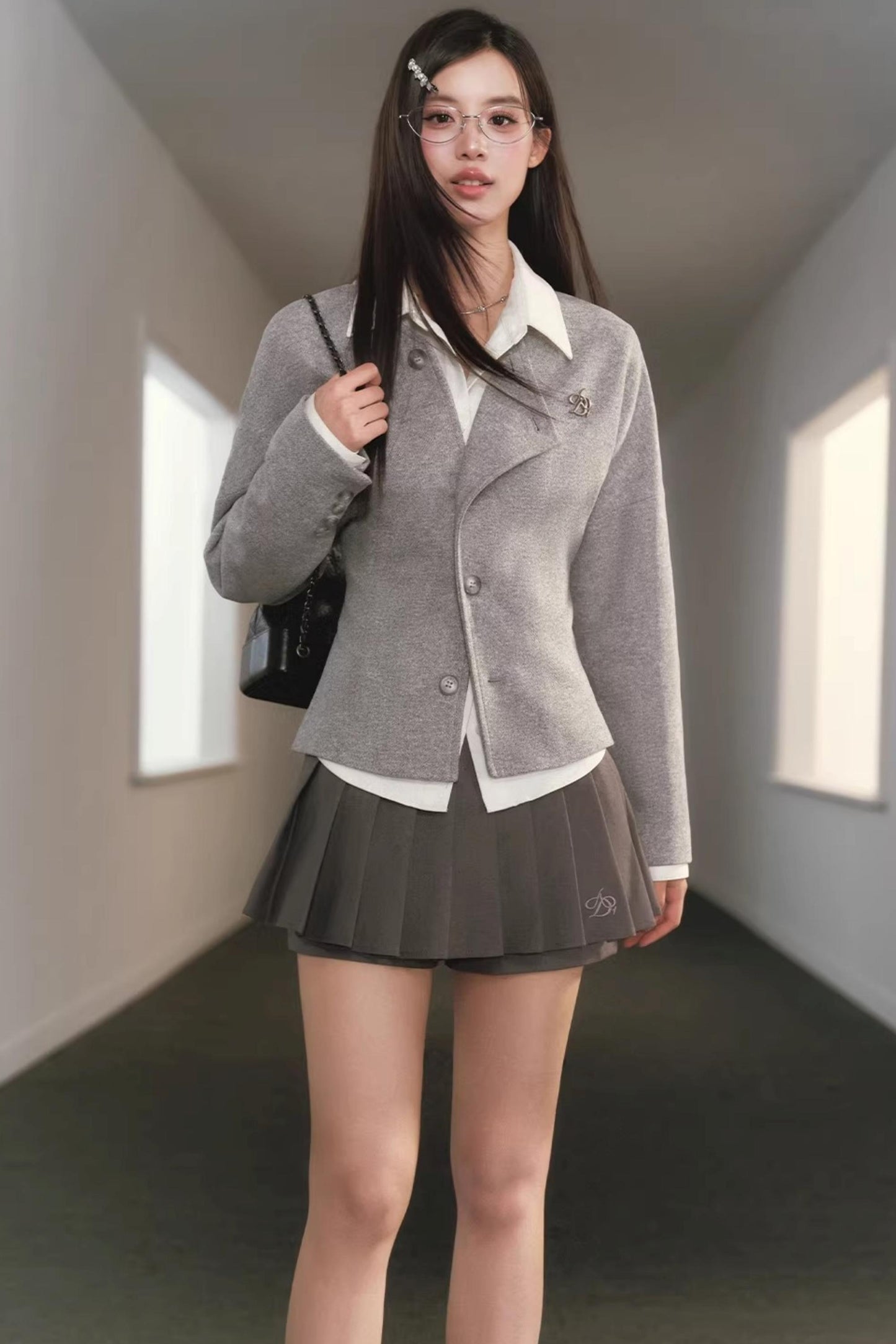 Gray Deconstructed Wool Cardigan