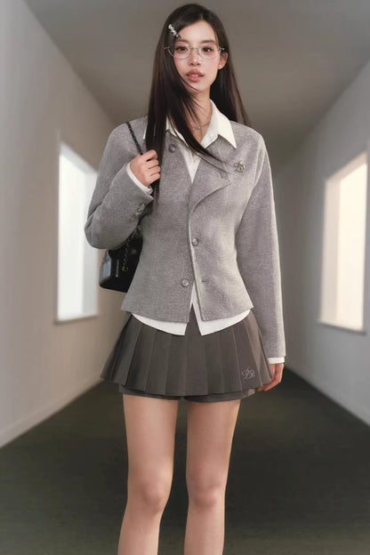 Gray Deconstructed Wool Cardigan