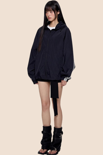 UV Shield Striped Hoodie Jacket