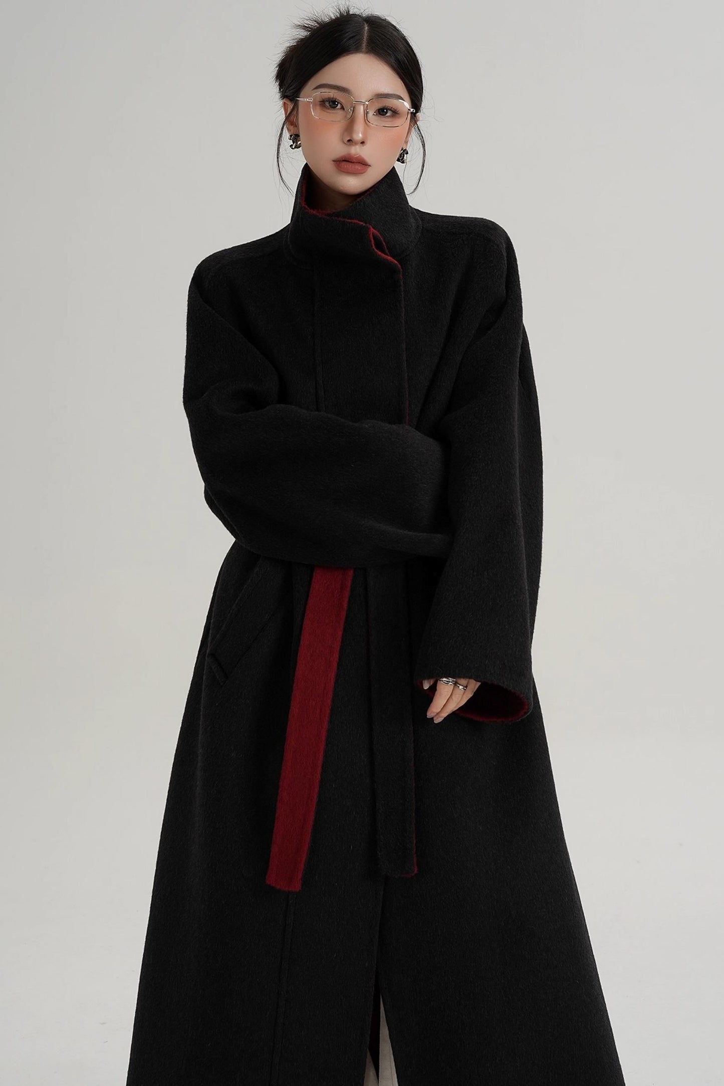 Casual Double-Sided High Neck Wool Coat