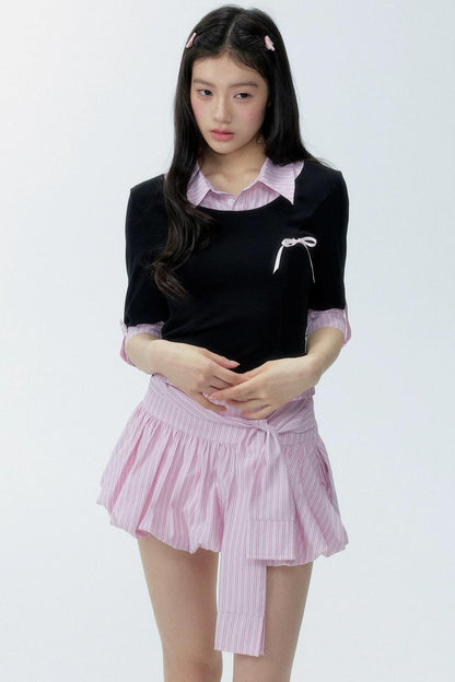 Color-Block Polo Shirt Set-Up