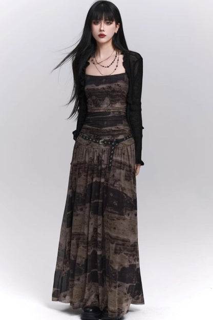 Summer Black And Brown Halter Dress