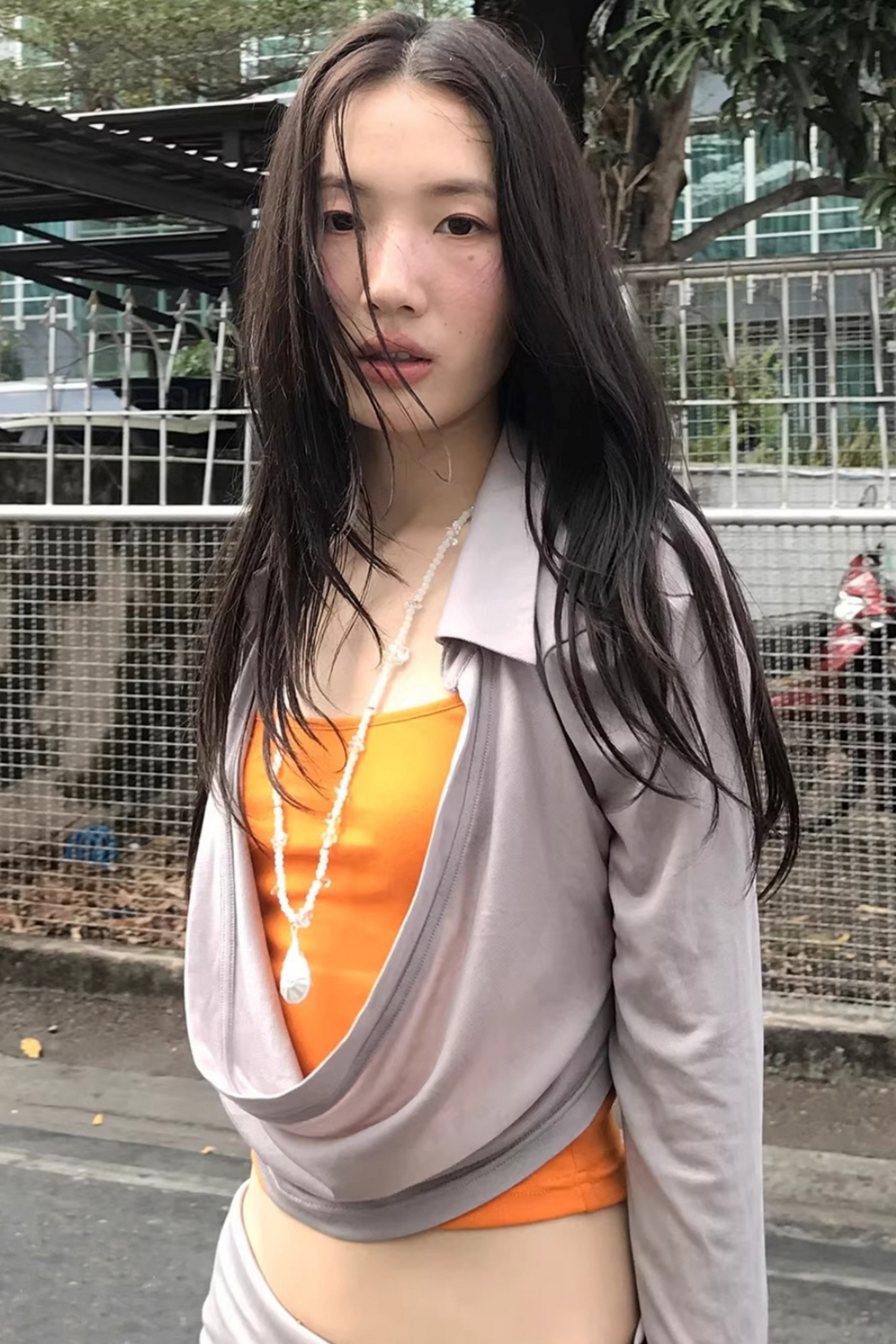 Color-Block Knit Cowl Top Set