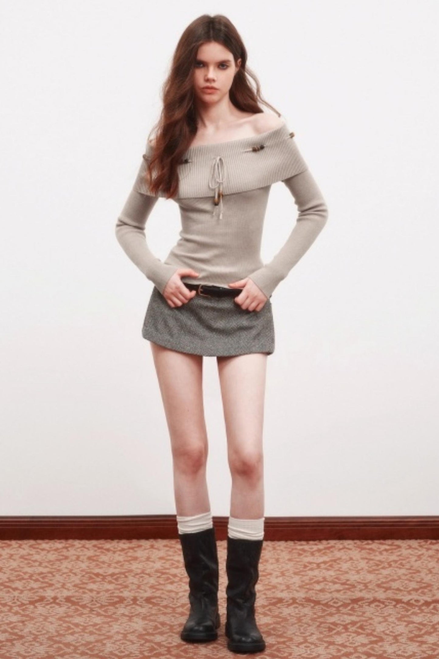 Beaded One-Shoulder Sweater