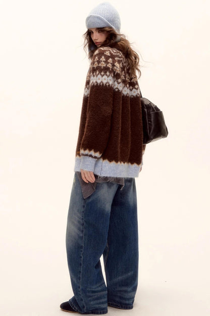 Fair Isle Knit Cardigan Set-Up