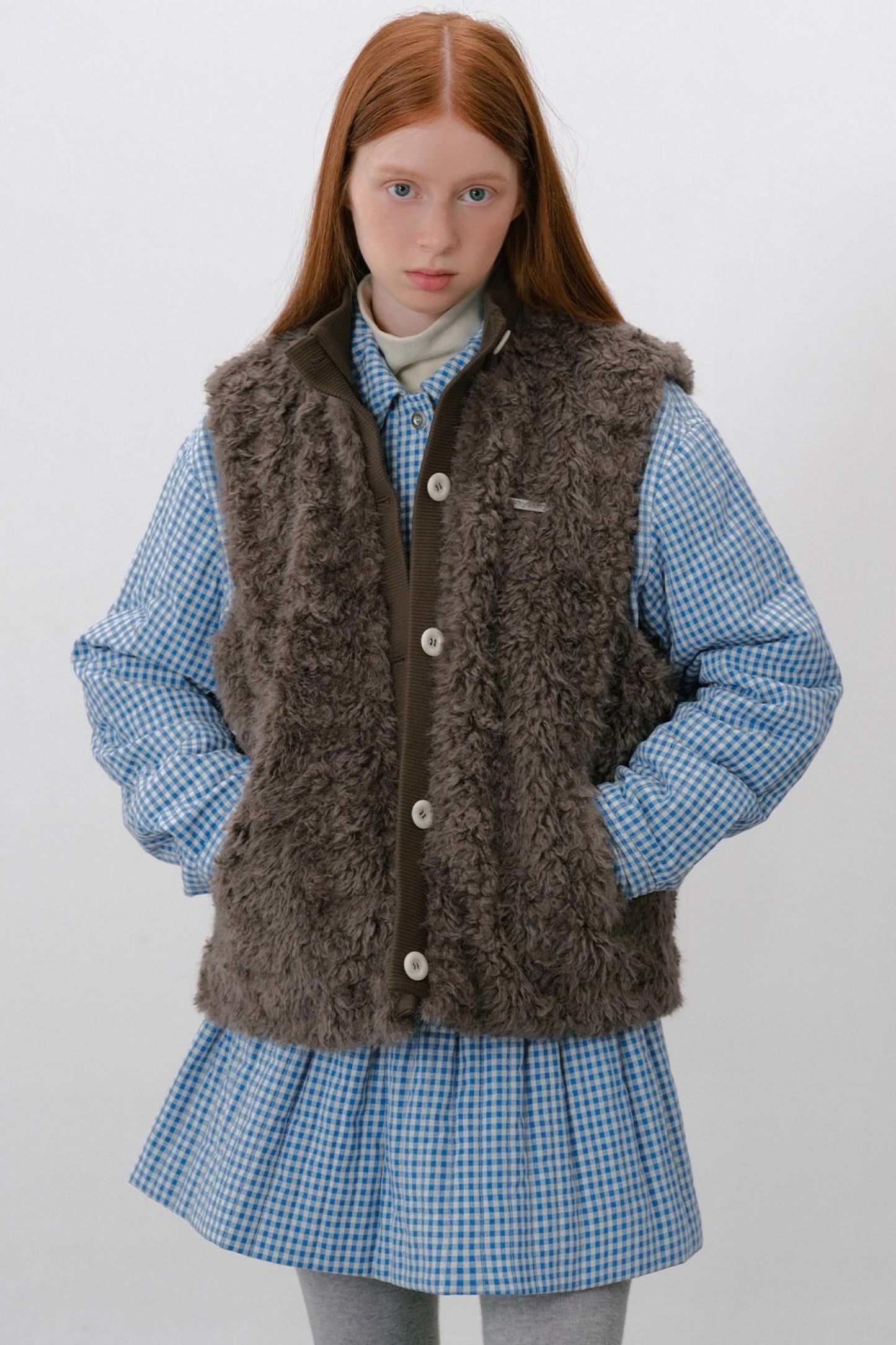 Furry Ribbed Winter Vest Coat