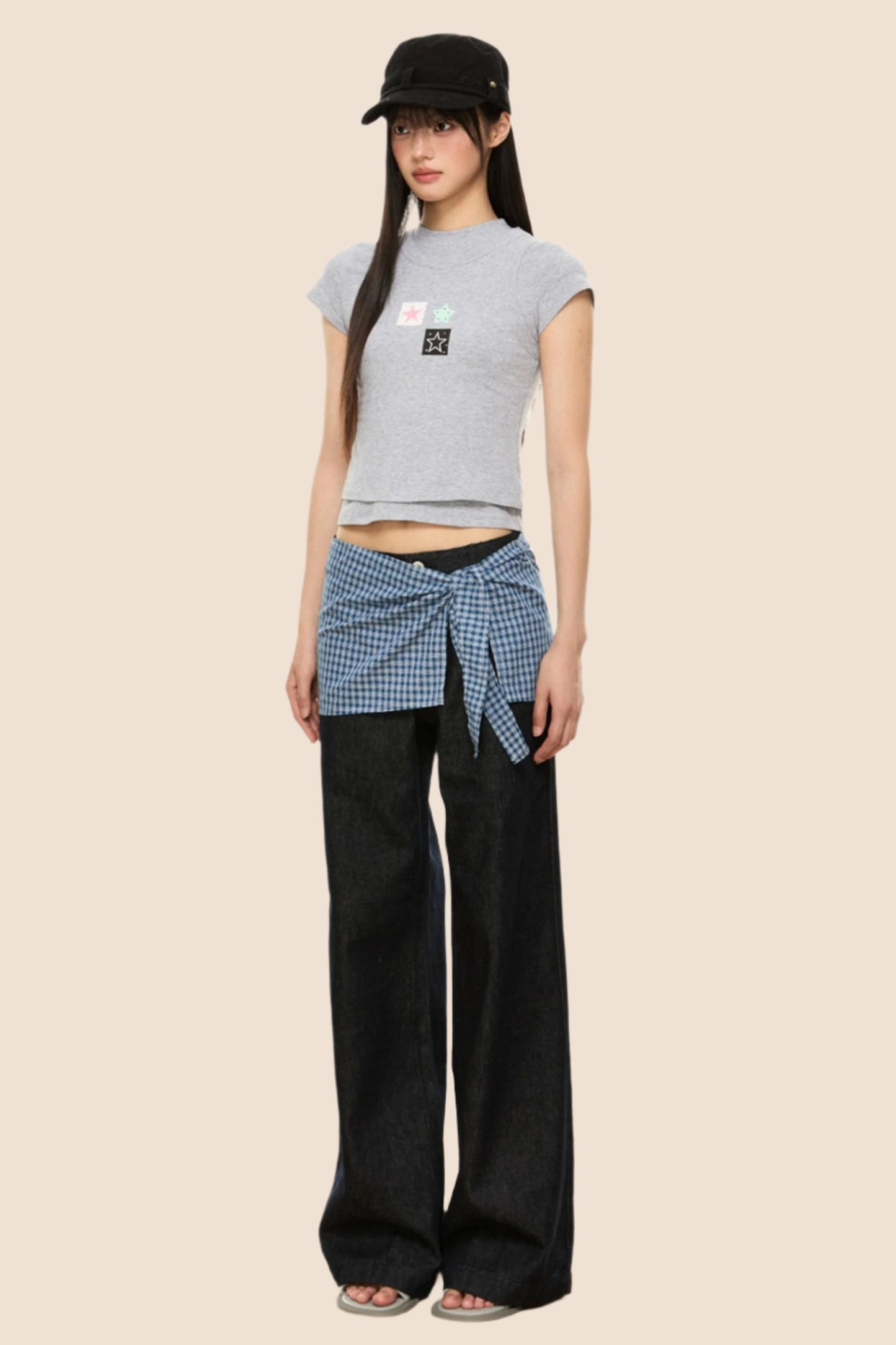 Slim Gray Square Crop Tee