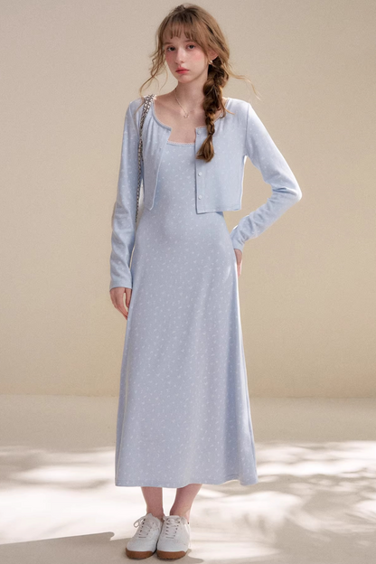 Cream Rose Lace Dress Set-Up