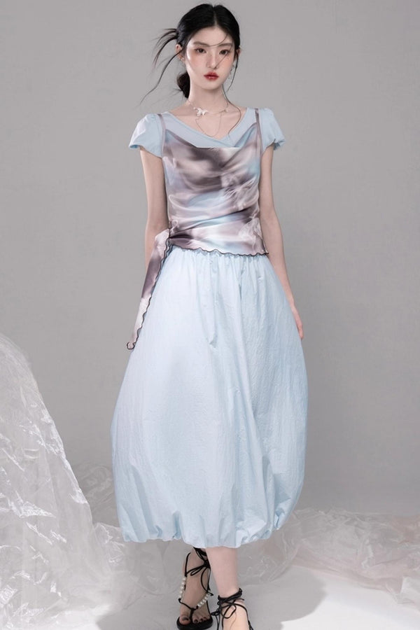 Twilight Sky Blue Swing Dress Set-Up