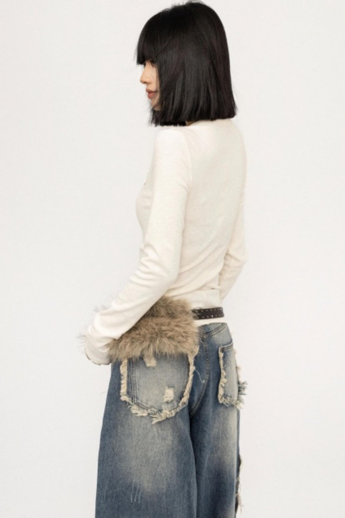 Retro Black Slim-Fitting Top