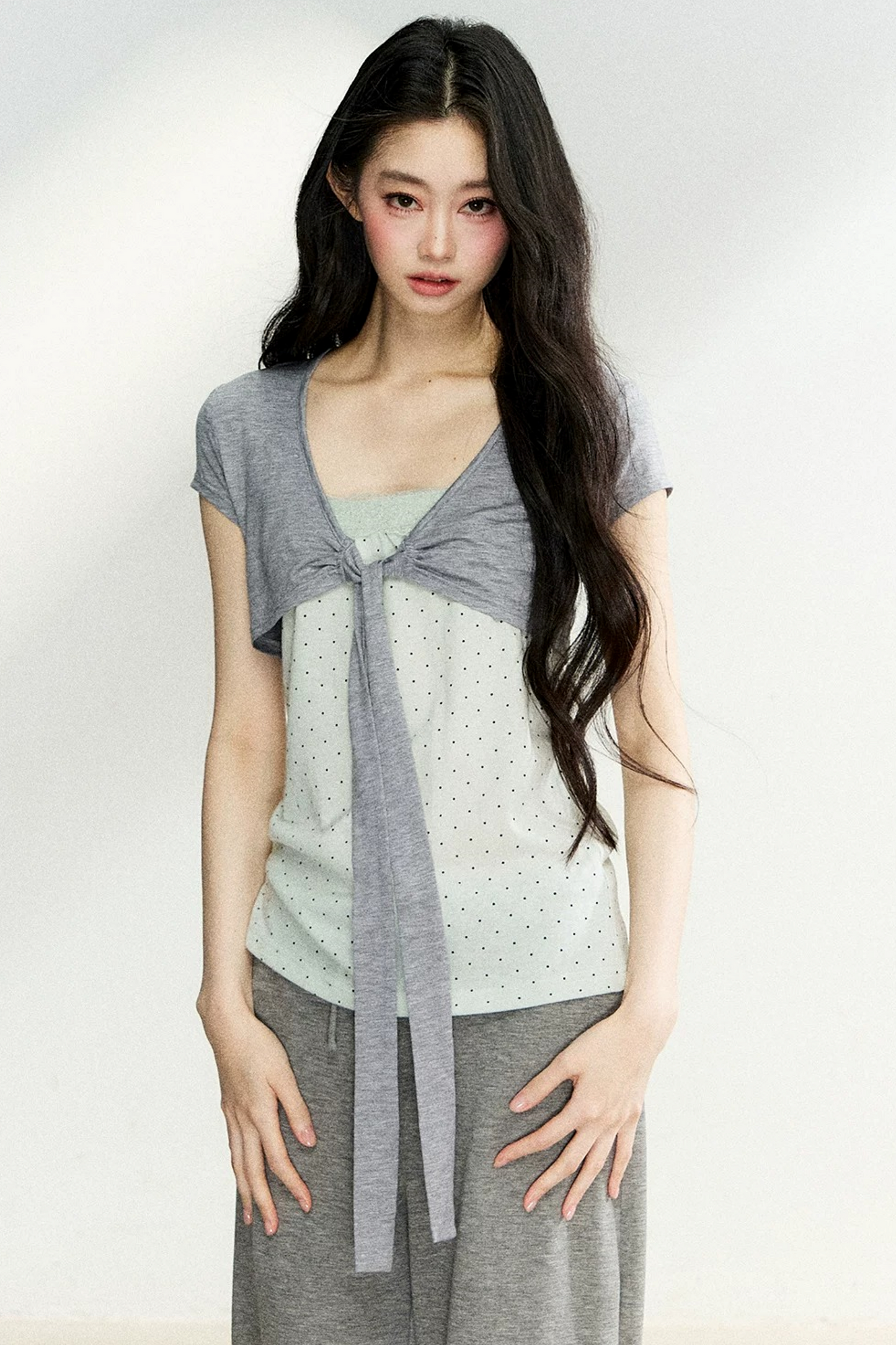Polka Dot Tube Cardigan Set-Up