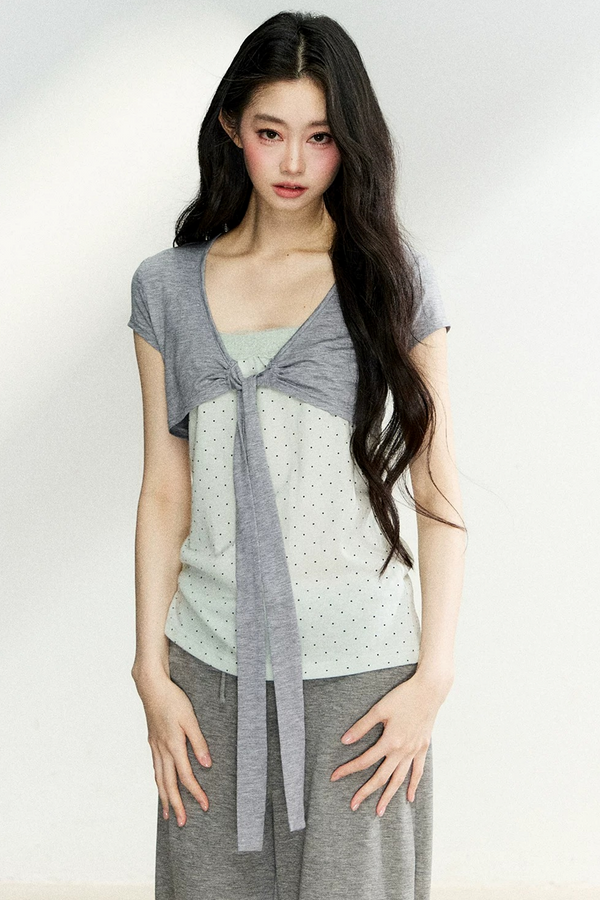 Polka Dot Tube Cardigan Set-Up