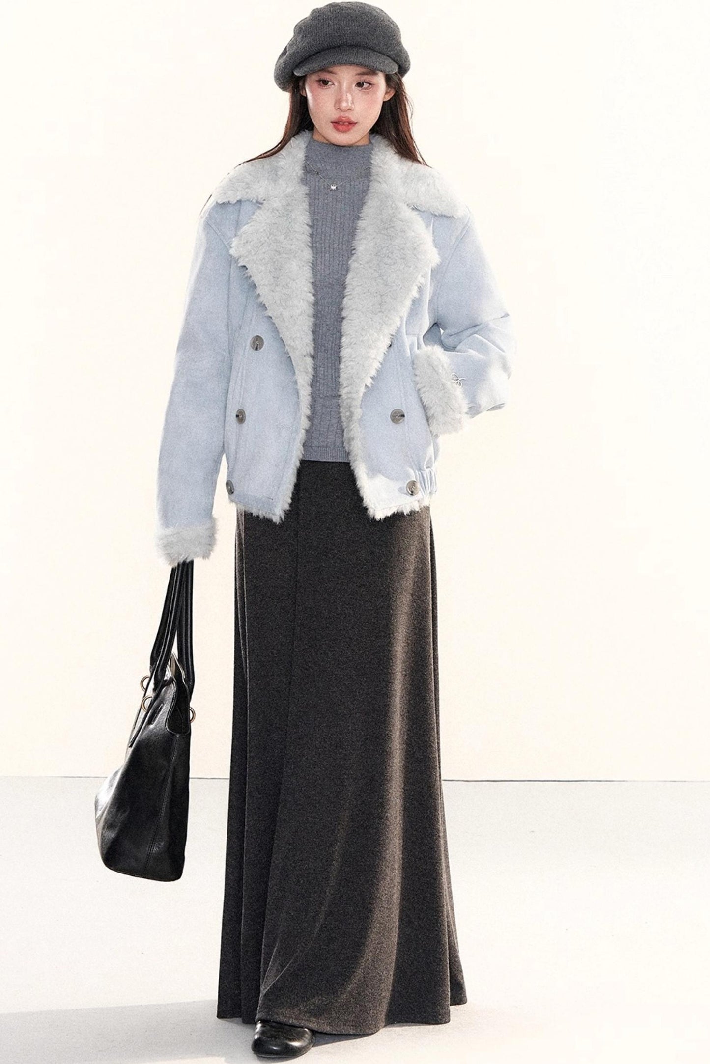 Double-Breasted Fur Coat