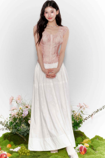 Lace One-Shoulder Top With Skirt Set-Up