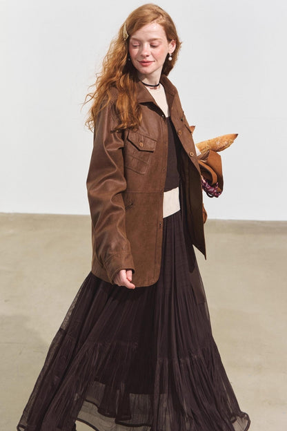 Multi-Pocket Casual Suede Jacket